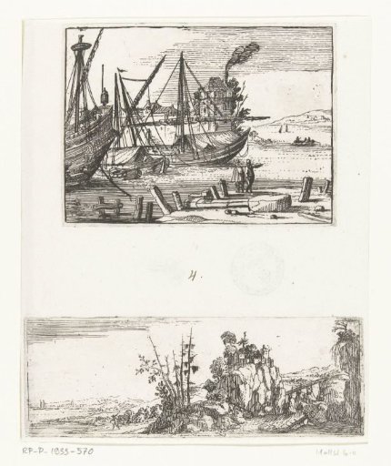 Harbour view and Rocky landscape with a walker