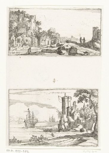 Southern landscape and View of a bay with a galley