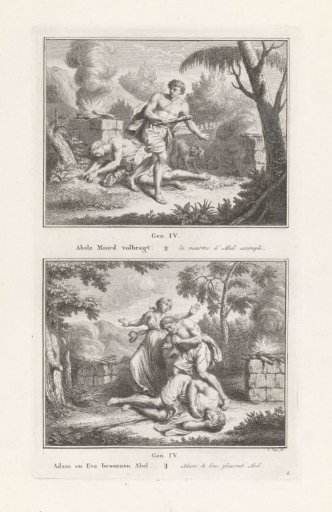 Cain Flees After the Murder of Abel / Adam and Eve Mourn Abel