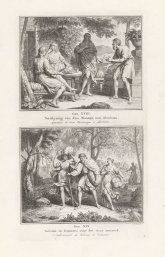 Three Men Appear to Abraham / Lot and His Family Flee from Sodom