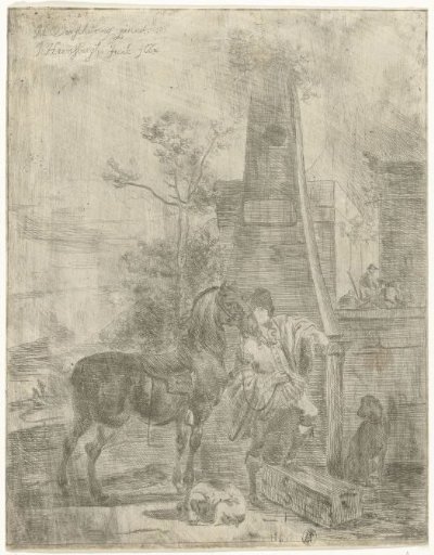 Young Man with a Horse by a Monument