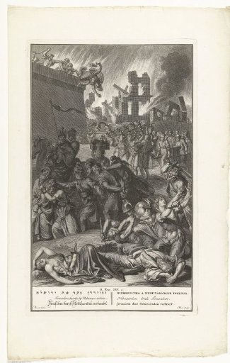Nebuzaradan takes the gold and silver and sets fire to the temple of Jerusalem