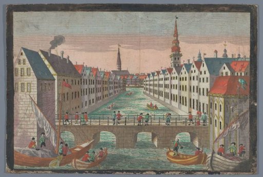 View of the Nikolaifleet opposite the Sankt Nikolaikirche in Hamburg