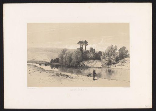 River landscape with fishermen