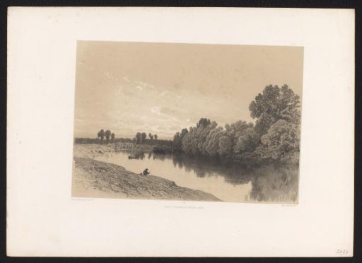 River landscape with fishermen