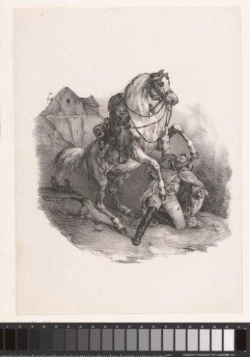 Kneeling dragoon with horse