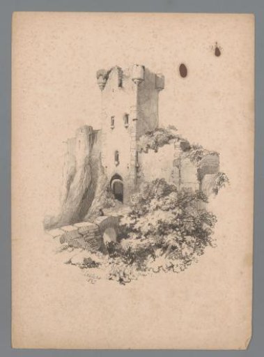 View of a ruin of a tower with gate