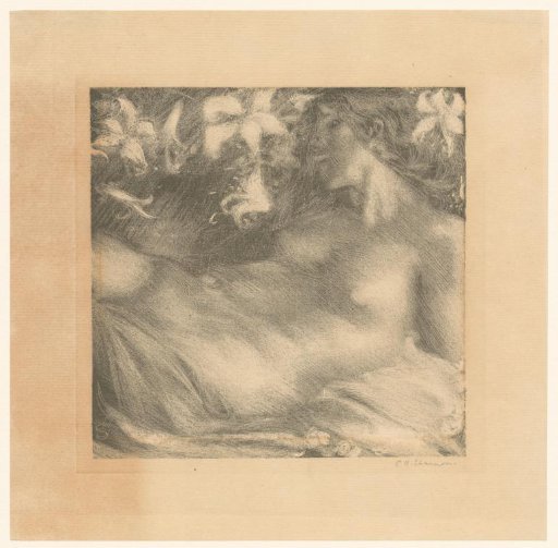 Reclining Female Nude Surrounded by Lilies
