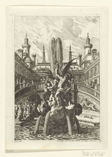 Fountain with two men holding a dragon