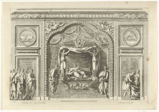 Alcove with a baldachin supported by two women