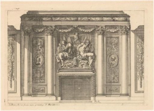 Fireplace with two chained prisoners