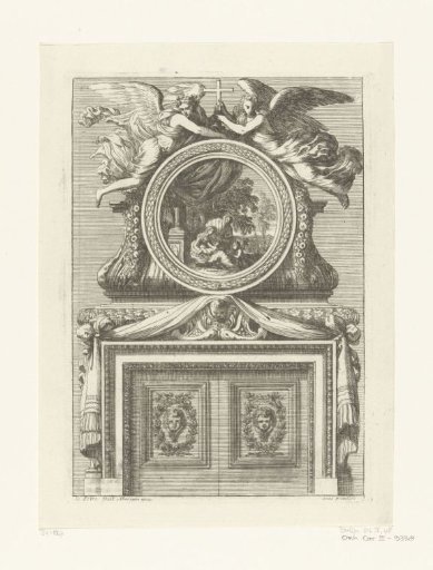 Fireplace with round painting