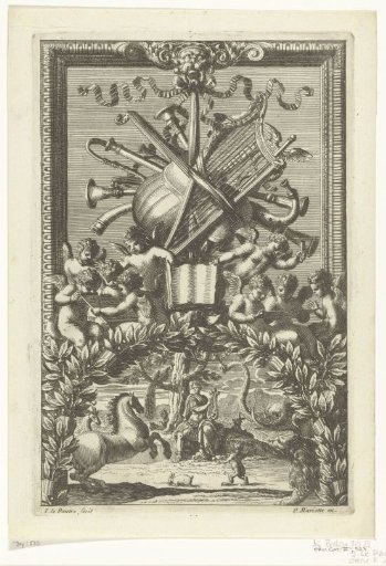 Trophy of musical instruments on a ribbon