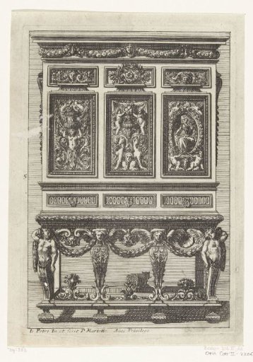 Cabinet with three vertical panels