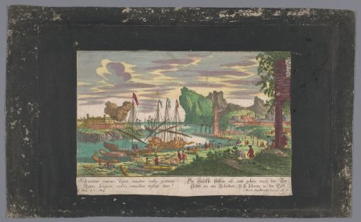 View of the departure of two ships