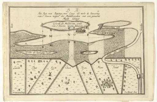Map of a bay in the coastline (with letters)