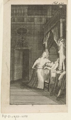 Interior with woman with dagger