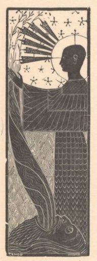 Standing Figure and Man's Head with Open Mouth