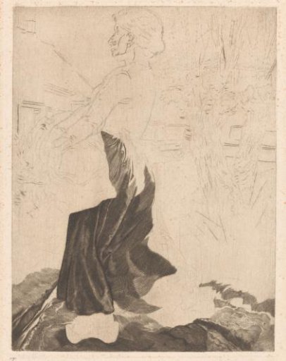 Peasant Woman in Clogs at a Farmhouse
