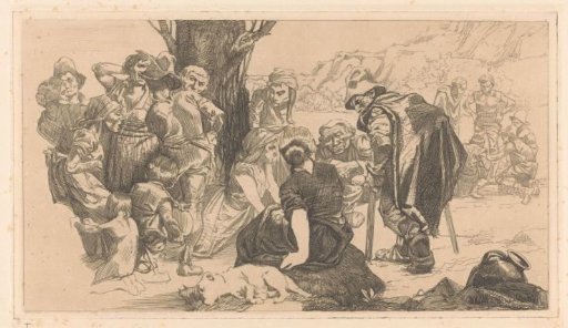 Men, Women and Children by a Tree