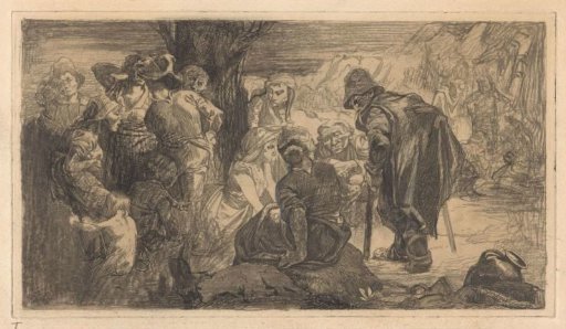 Men, Women and Children by a Tree