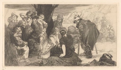 Men, Women and Children by a Tree