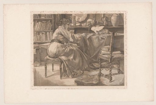 Woman and cat in a studio