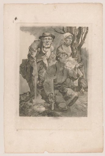 Three beggars by a tree