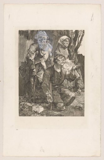 Three beggars by a tree