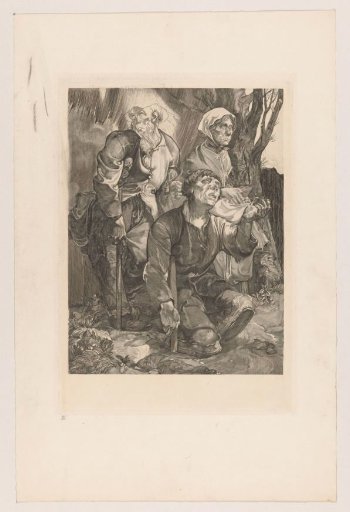 Three beggars by a tree