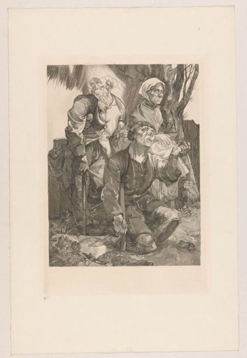 Three beggars by a tree