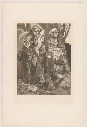 Three beggars by a tree