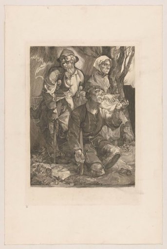 Three beggars by a tree
