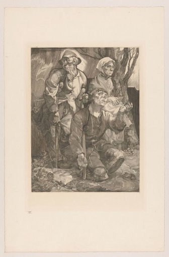 Three beggars by a tree