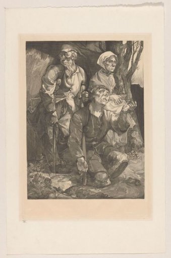 Three beggars by a tree
