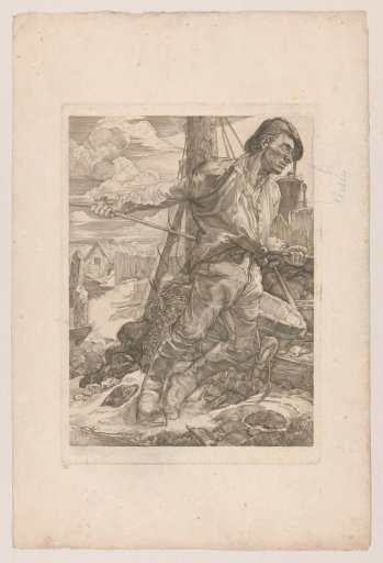Worker Lowering a Rope
