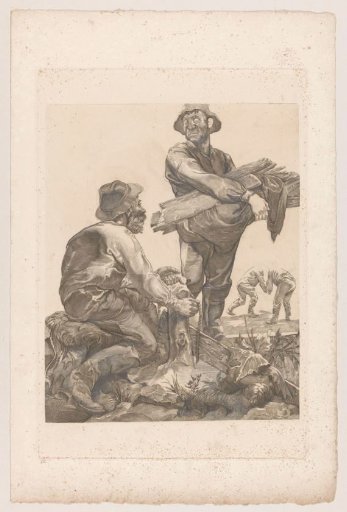 Two Workers with Rope and Planks