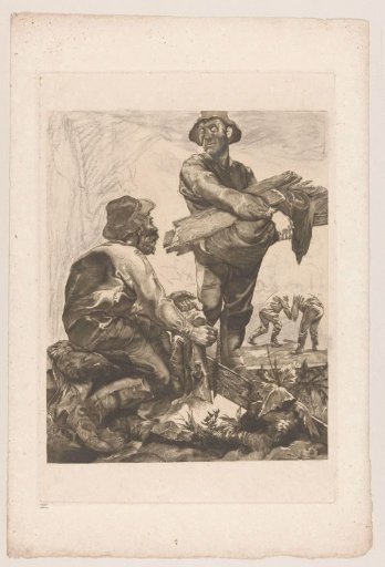 Two Workers with Rope and Planks