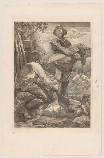 Two Workers with Rope and Planks
