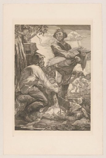 Two Workers with Rope and Planks
