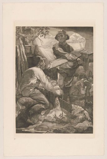 Two Workers with Rope and Planks