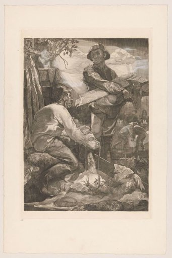 Two Workers with Rope and Planks