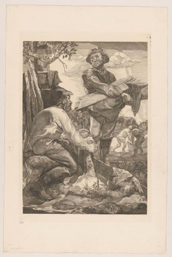 Two Workers with Rope and Planks