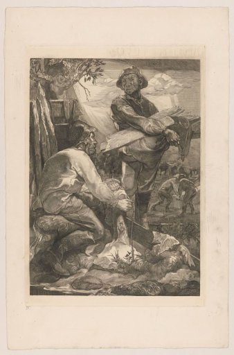 Two Workers with Rope and Planks