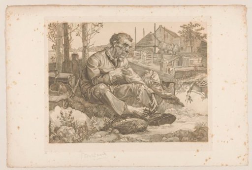 Resting man near a farm