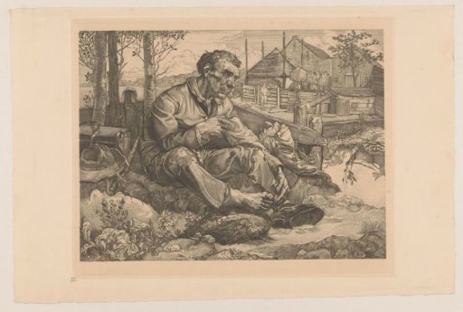 Resting man near a farm