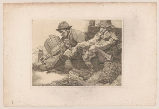 Two labourers eating