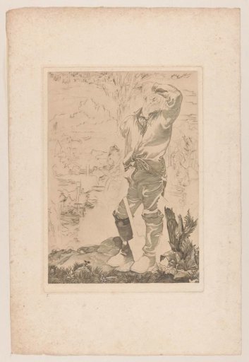 Labourer wiping sweat from his forehead
