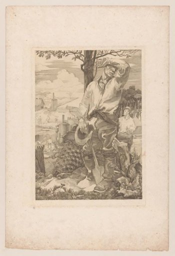 Labourer wiping sweat from his forehead