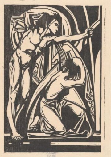 Standing man and kneeling woman